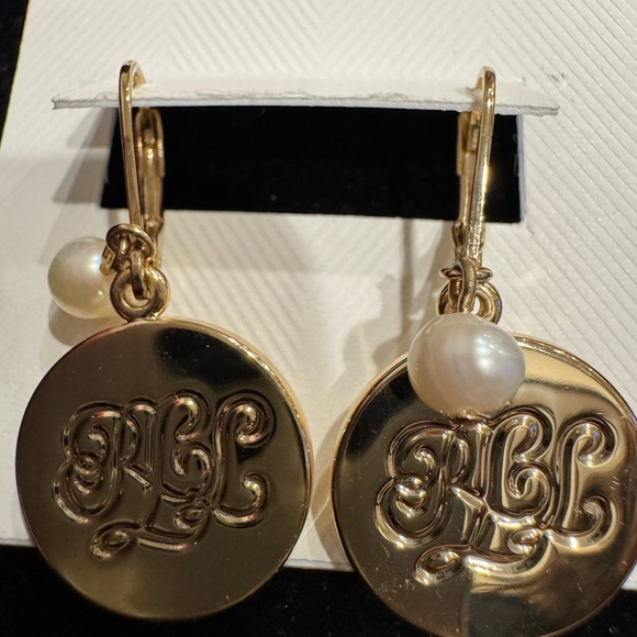 Gold and Pearl Drop Earrings Lauren by Ralph Lauren - Picture 2 of 2